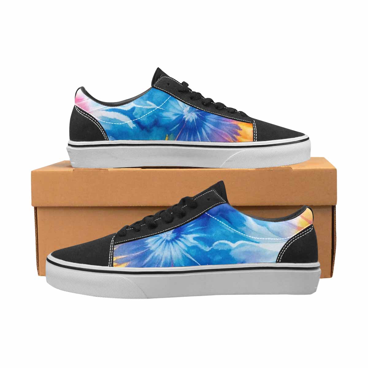 MEN'S Tie Dye Swirl Canvas Lace-Up Neon Fantasy Custom Shoes