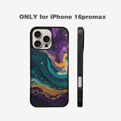 iPhone 16 Pro Max Case — Marbled Swirl Texture Blended With Galaxy, Personalized Phone Case
