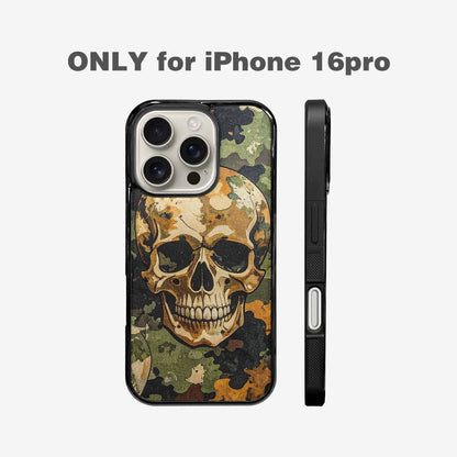iPhone 16 Pro Case — Military Camo Texture Combined With Distressed, Personalized Phone Case