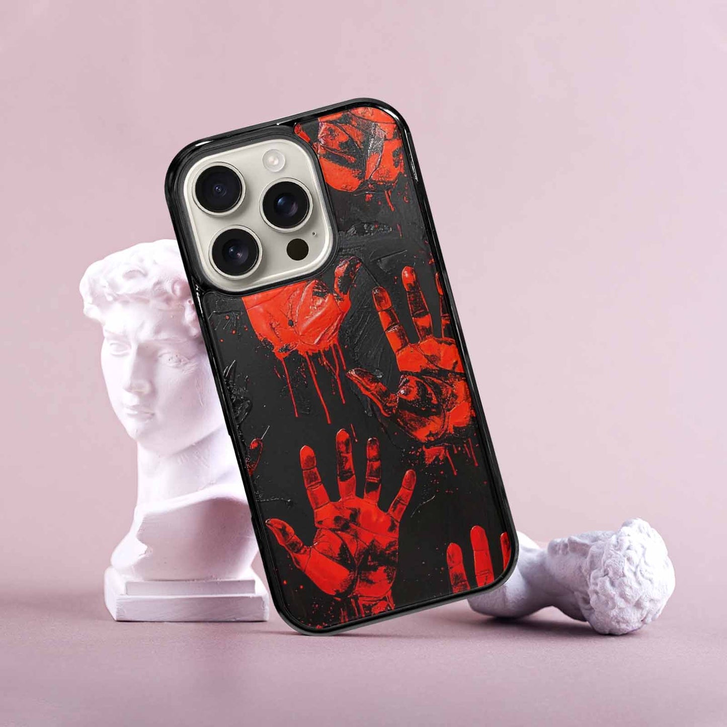 iPhone 16 Pro Case — Splatter Paint Art Hand Prints Black, Custom Print Case Cover