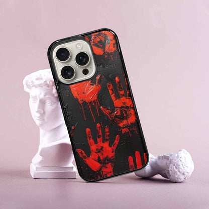 iPhone 16 Pro Case — Splatter Paint Art Hand Prints Black, Custom Print Case Cover