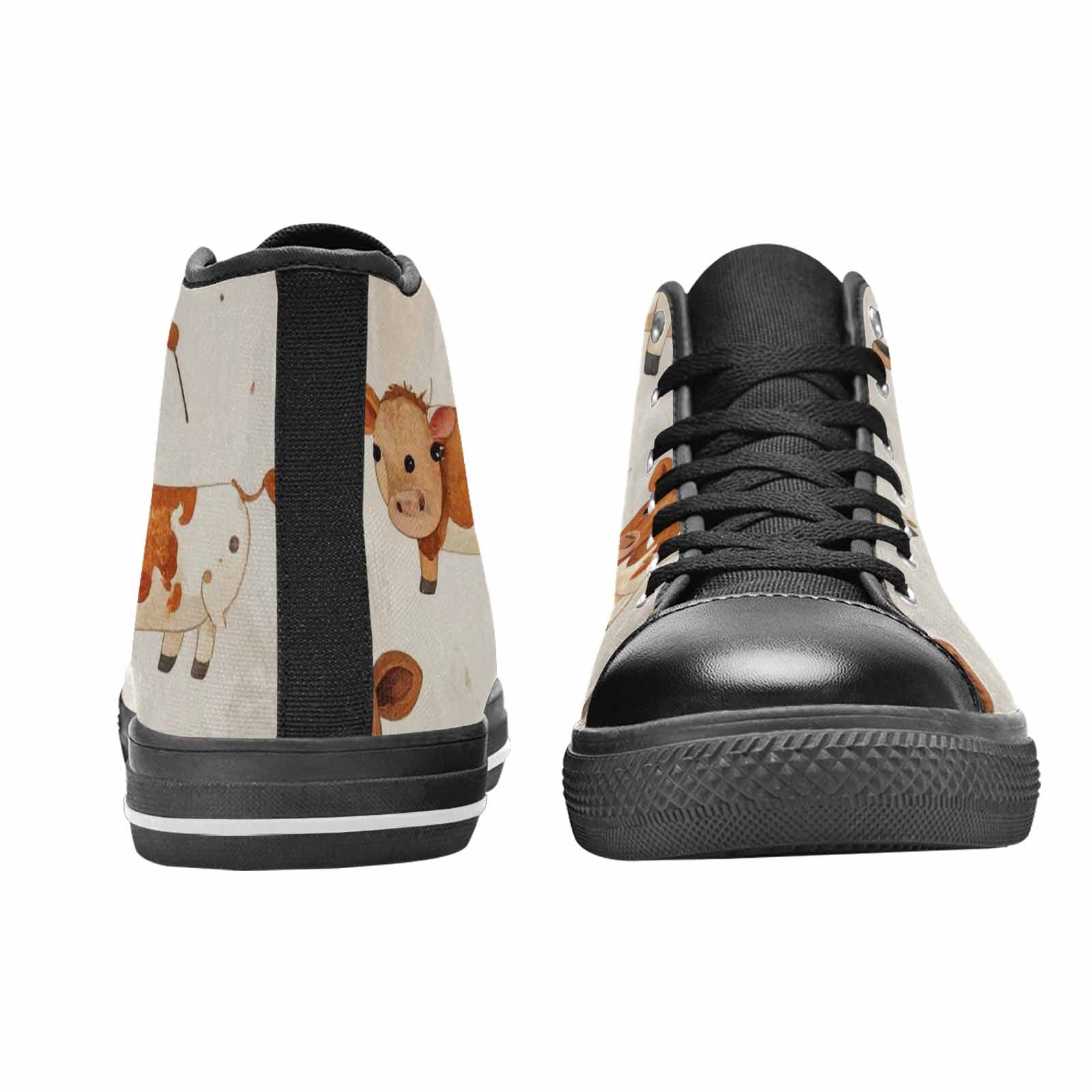 WOMEN'S Cow Animal Print High Top Canvas Neon Fantasy Shoes