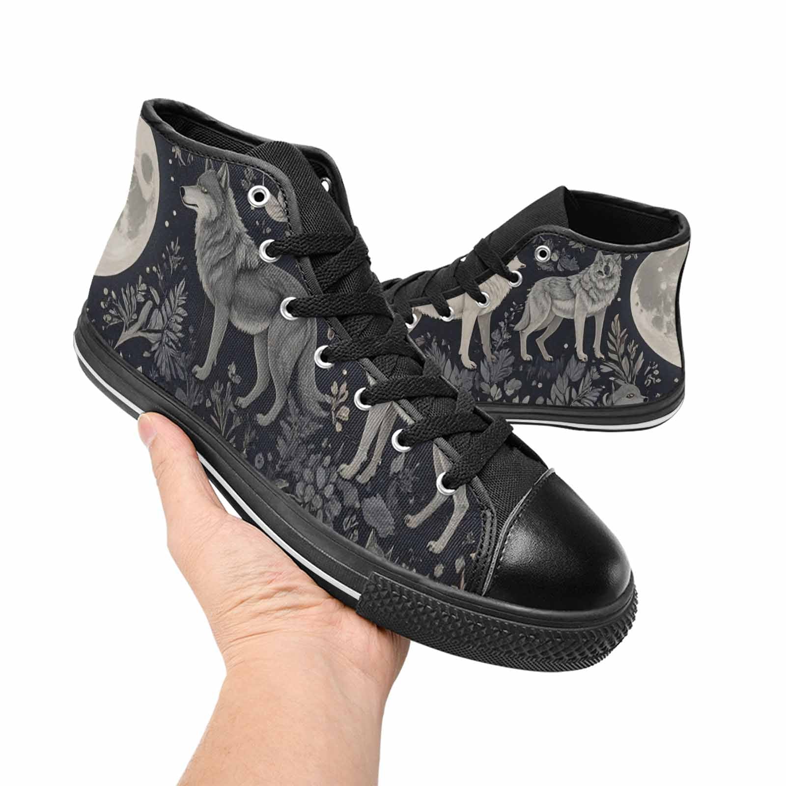 MEN'S Wolves Everywhere Collage High Top Canvas Dark Academia Shoes