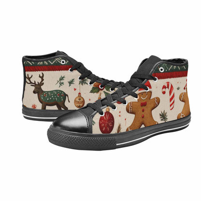 MEN'S Christmas Holly Snowflake High Top Canvas Aesthetic Shoes