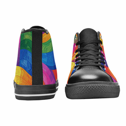 MEN'S Rainbow Pride Flag High Top Canvas Neon Fantasy Custom Shoes