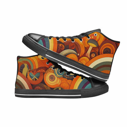 MEN'S Groovy 70S Peace High Top Canvas Wallpaper Art Sneakers