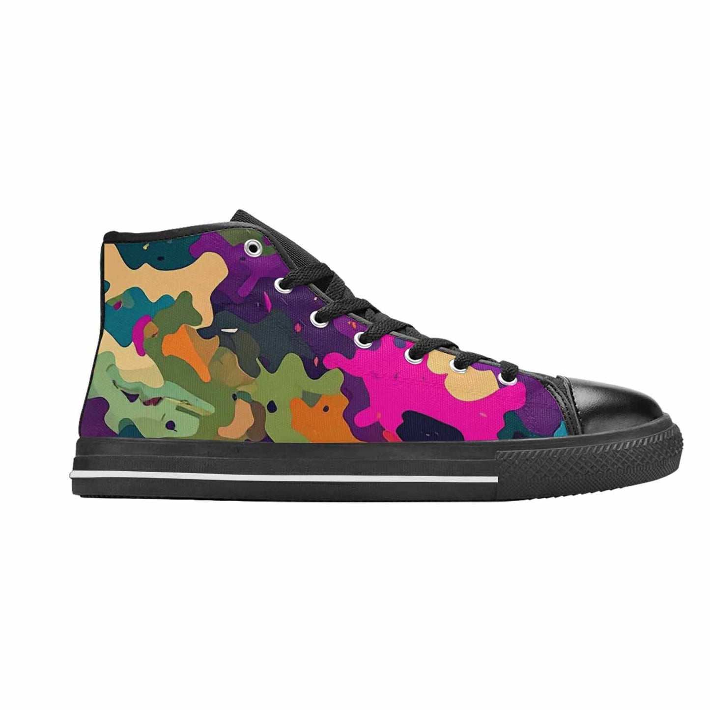 MEN'S Military Camouflage Blotch High Top Canvas Wallpaper Art Shoes
