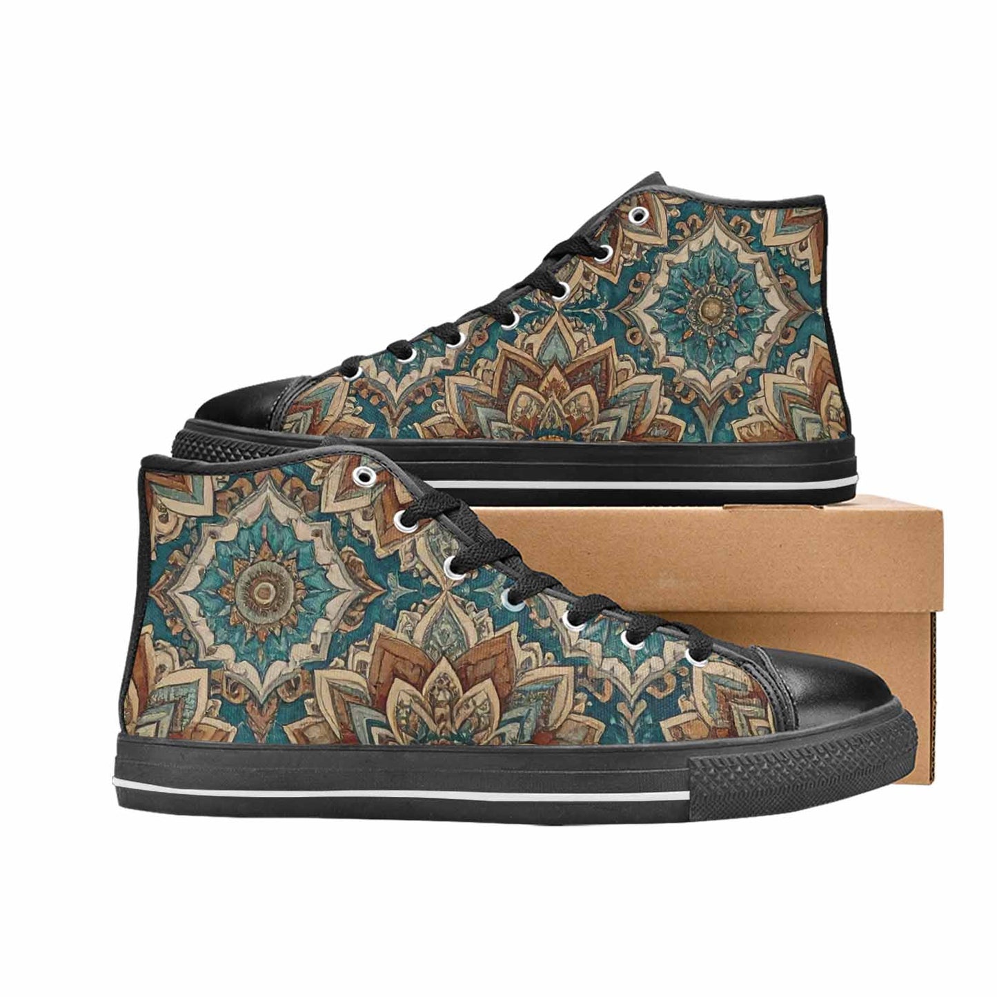 MEN'S Mandala High Top Canvas Vivid Custom Sneakers