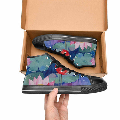 WOMEN'S Monet-Style Impressionist Water High Top Canvas Neon Fantasy Custom Sneakers
