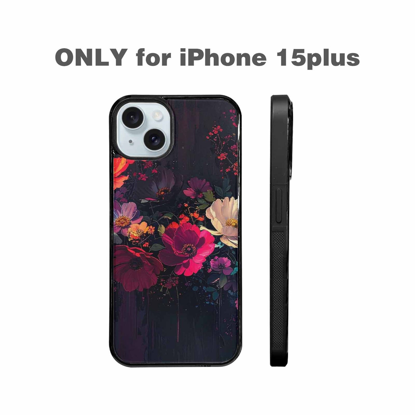 iPhone 15 Plus Case — Shadowy Glitch Floral Pattern Hundreds Of, Unique Phone Case Design