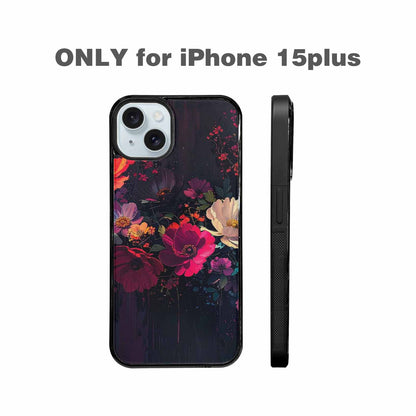 iPhone 15 Plus Case — Shadowy Glitch Floral Pattern Hundreds Of, Unique Phone Case Design