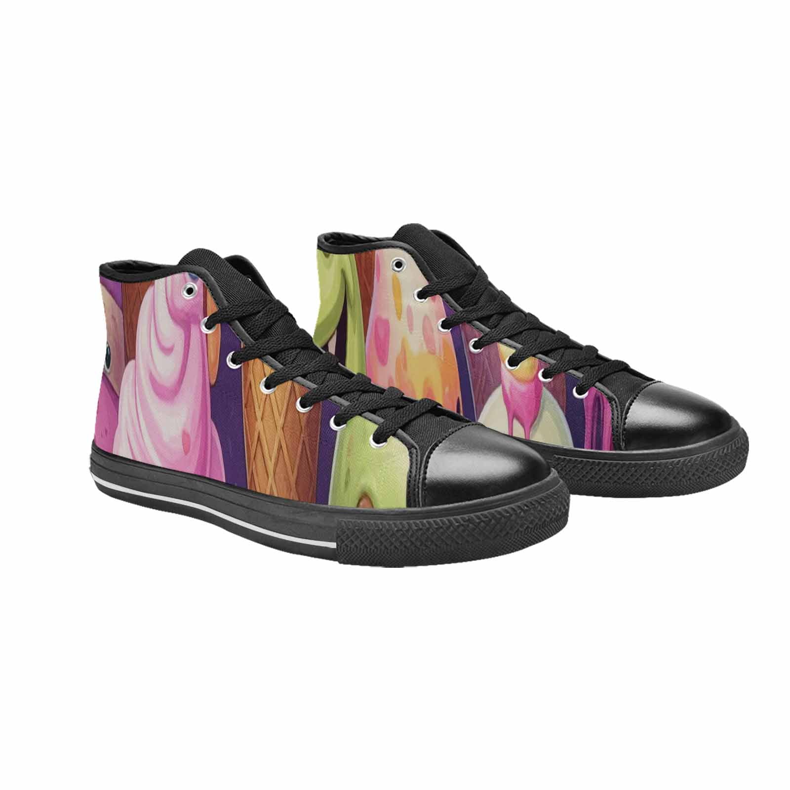 MEN'S Melting Icecream Cone Monster High Top Canvas Wallpaper Art Custom Sneakers