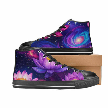 WOMEN'S Lotus Galaxy High Top Canvas Cottagecore Custom Sneakers