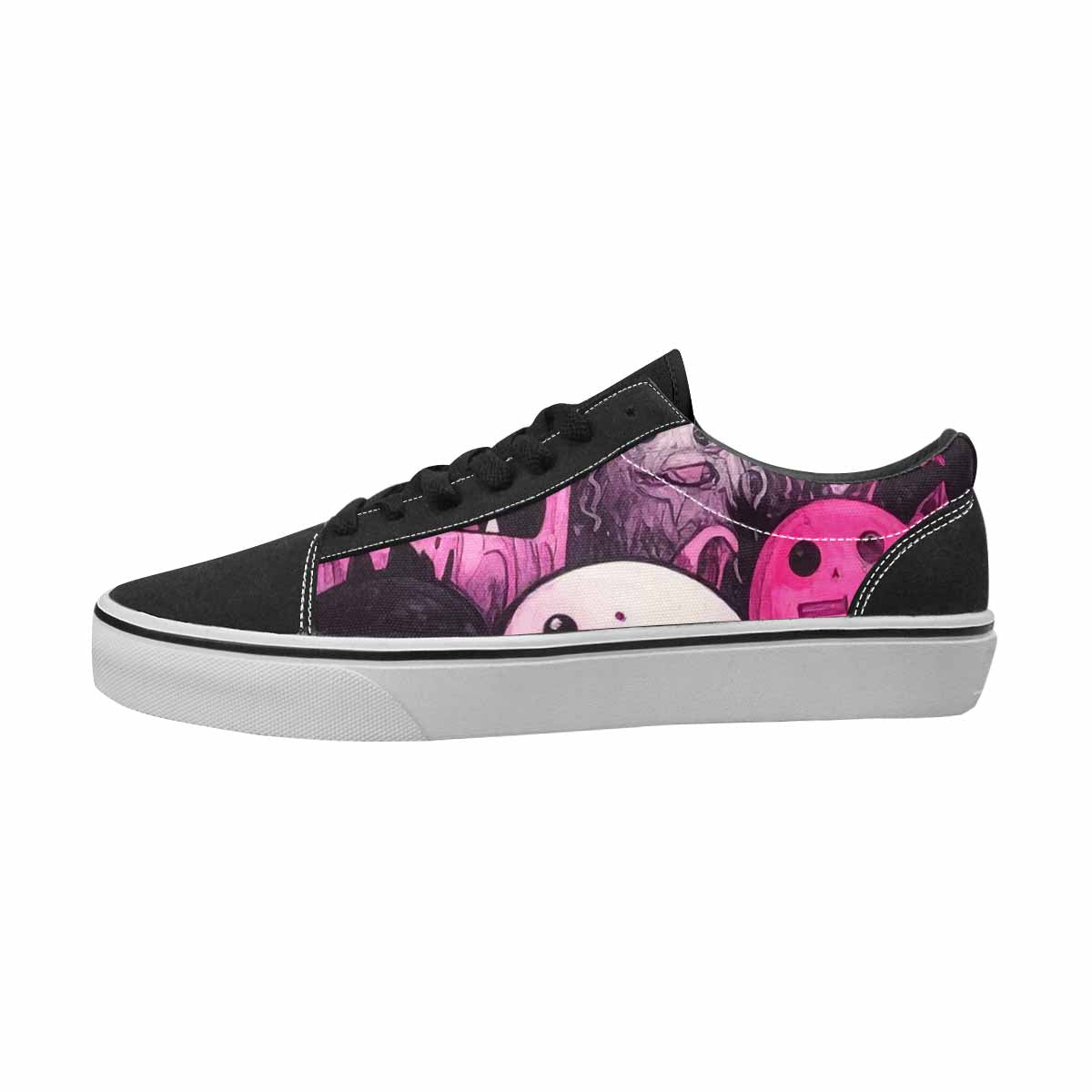 WOMEN'S Monsters Black & Pink Ink Canvas Made To Order Neon Fantasy Custom Art Shoes