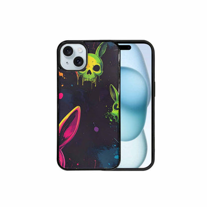 iPhone 15 Plus Case — Radioactive Ghost Bunny Skull Sm, Original Design Phone Case