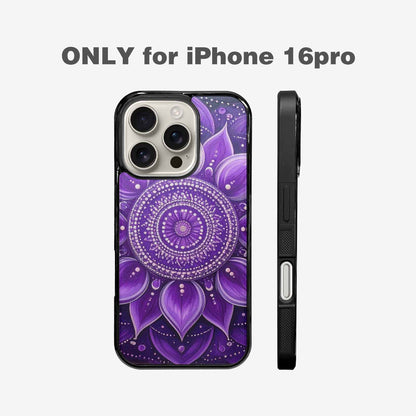 iPhone 16 Pro Case — Purple Mandala Bohemian Print Edge To, Unique Phone Case Design