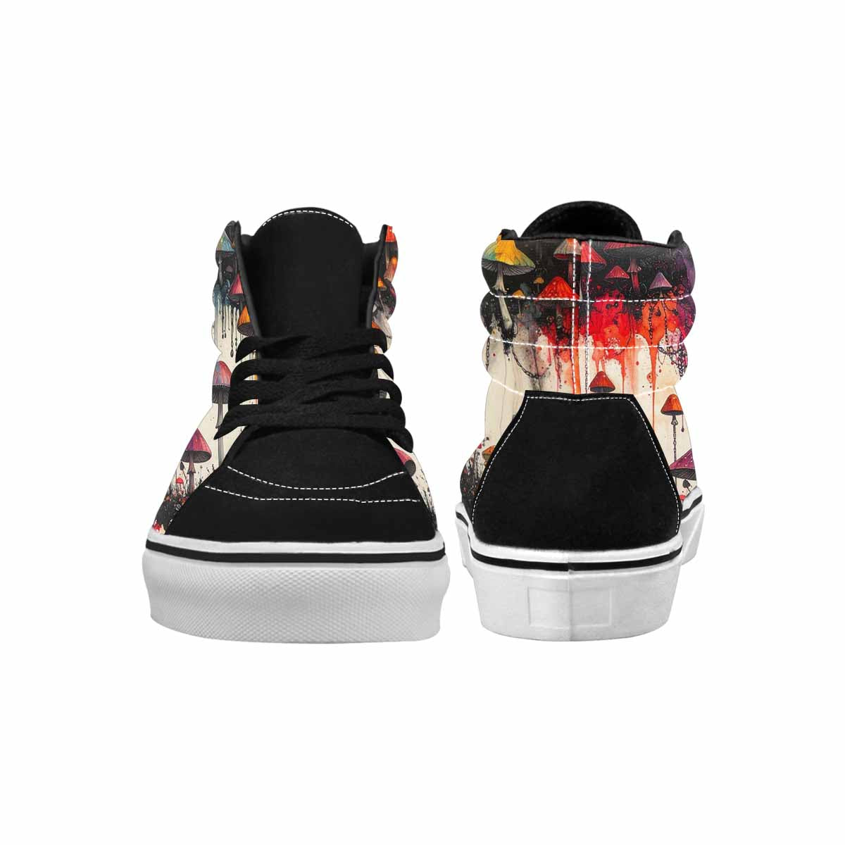 WOMEN'S Mushrooms Black & Red Ink High Top Canvas Made To Order Aesthetic Custom Kicks