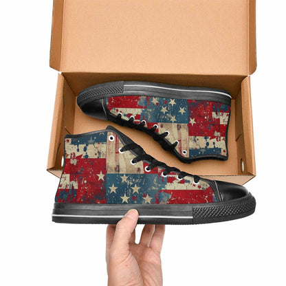 MEN'S American Flag Stars High Top Canvas Neon Fantasy Custom Sneakers