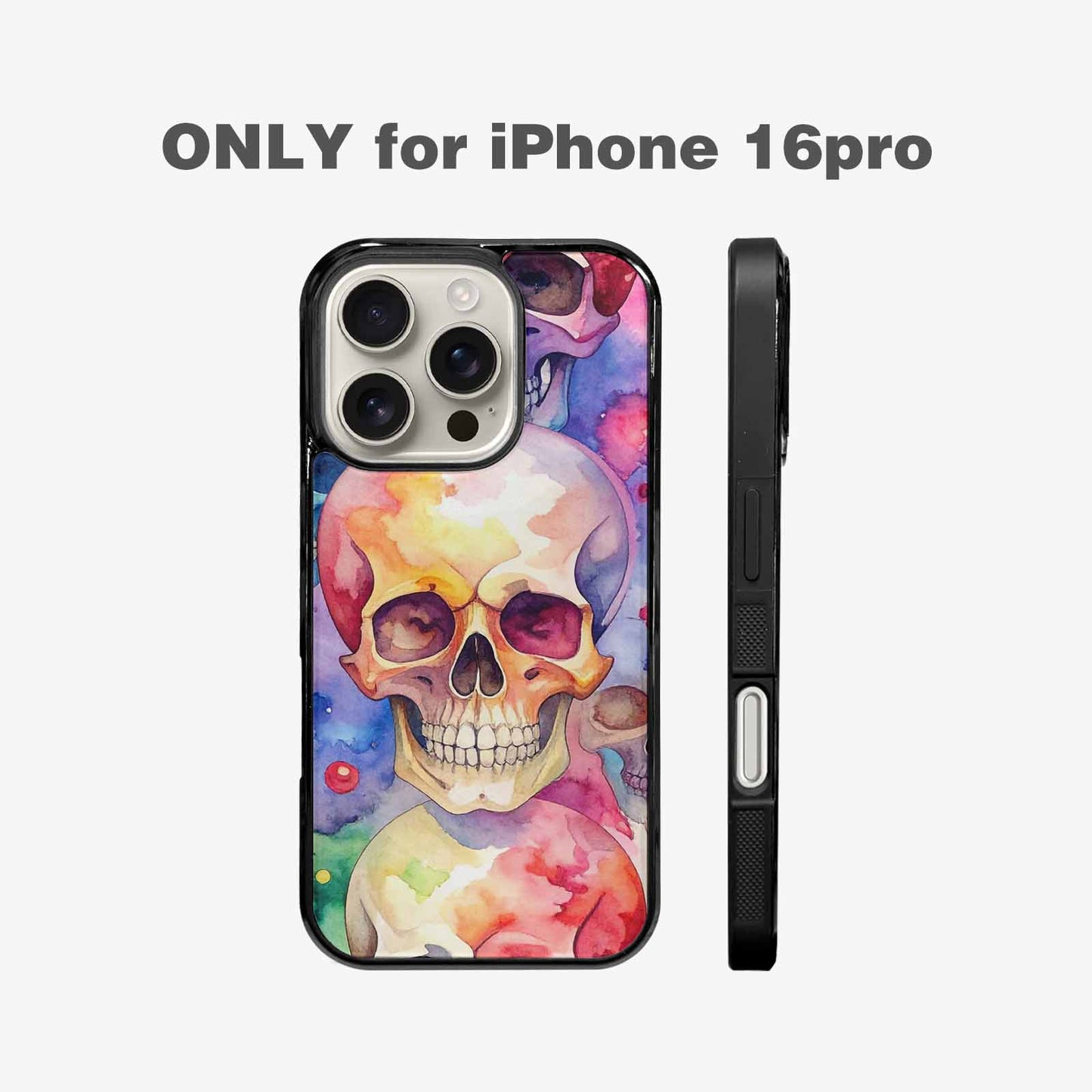 iPhone 16 Pro Case — Kulls Watercolor Skulls Small Skull Pattern, Custom Designed Case Cover