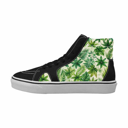WOMEN'S Seven-Point Palmate Leaf High Top Canvas Wallpaper Art Custom Shoes