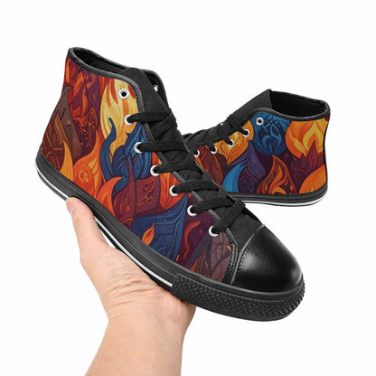WOMEN'S Fire Flame High Top Canvas Dreamcore Custom Sneakers