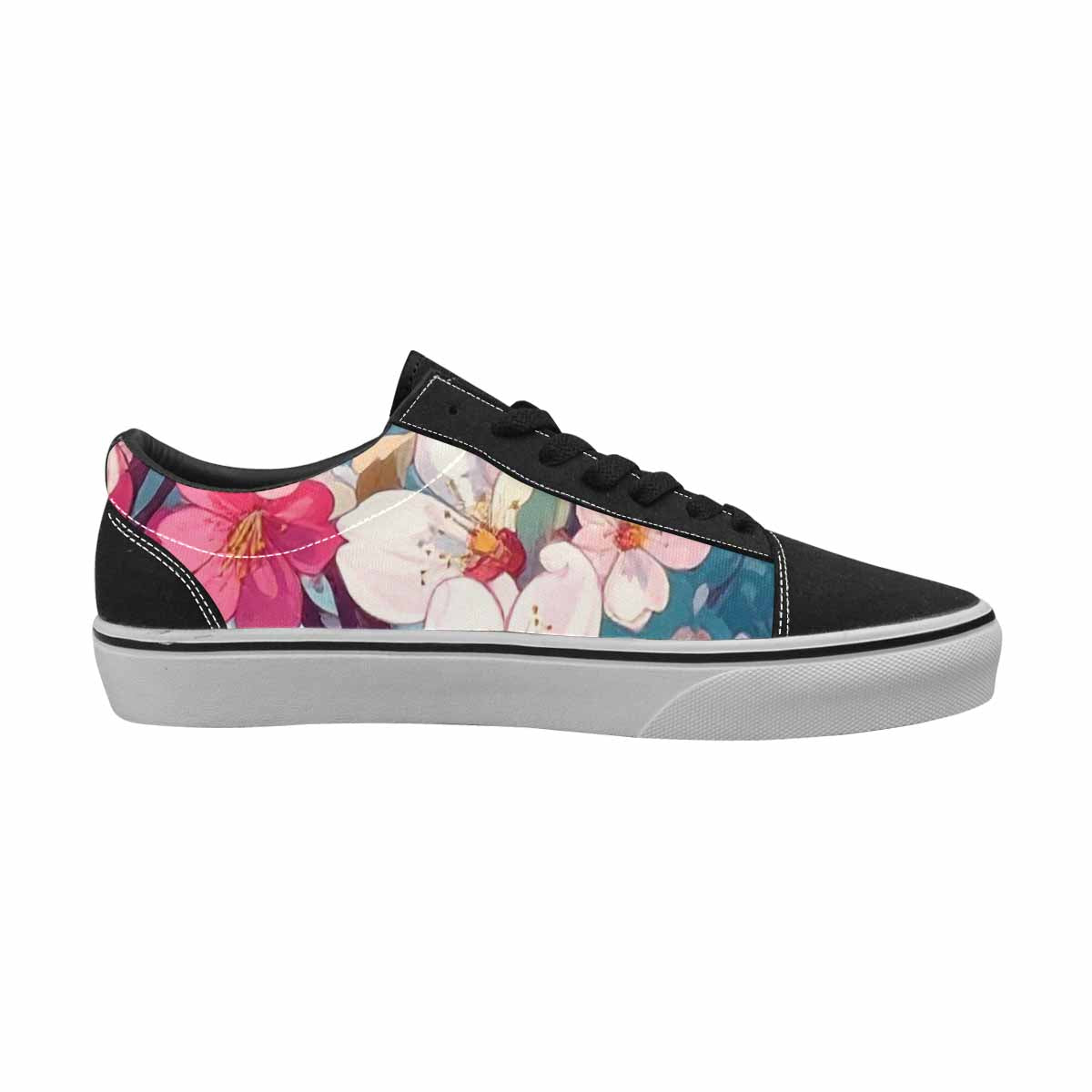 WOMEN'S Cherry Blossom Branch Lace-Up Canvas Kaleidoscope Custom Sneakers