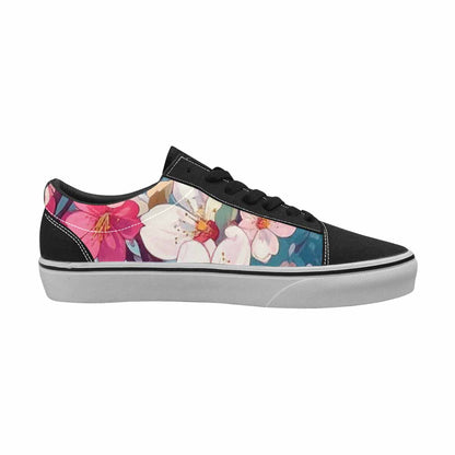 WOMEN'S Cherry Blossom Branch Lace-Up Canvas Kaleidoscope Custom Sneakers