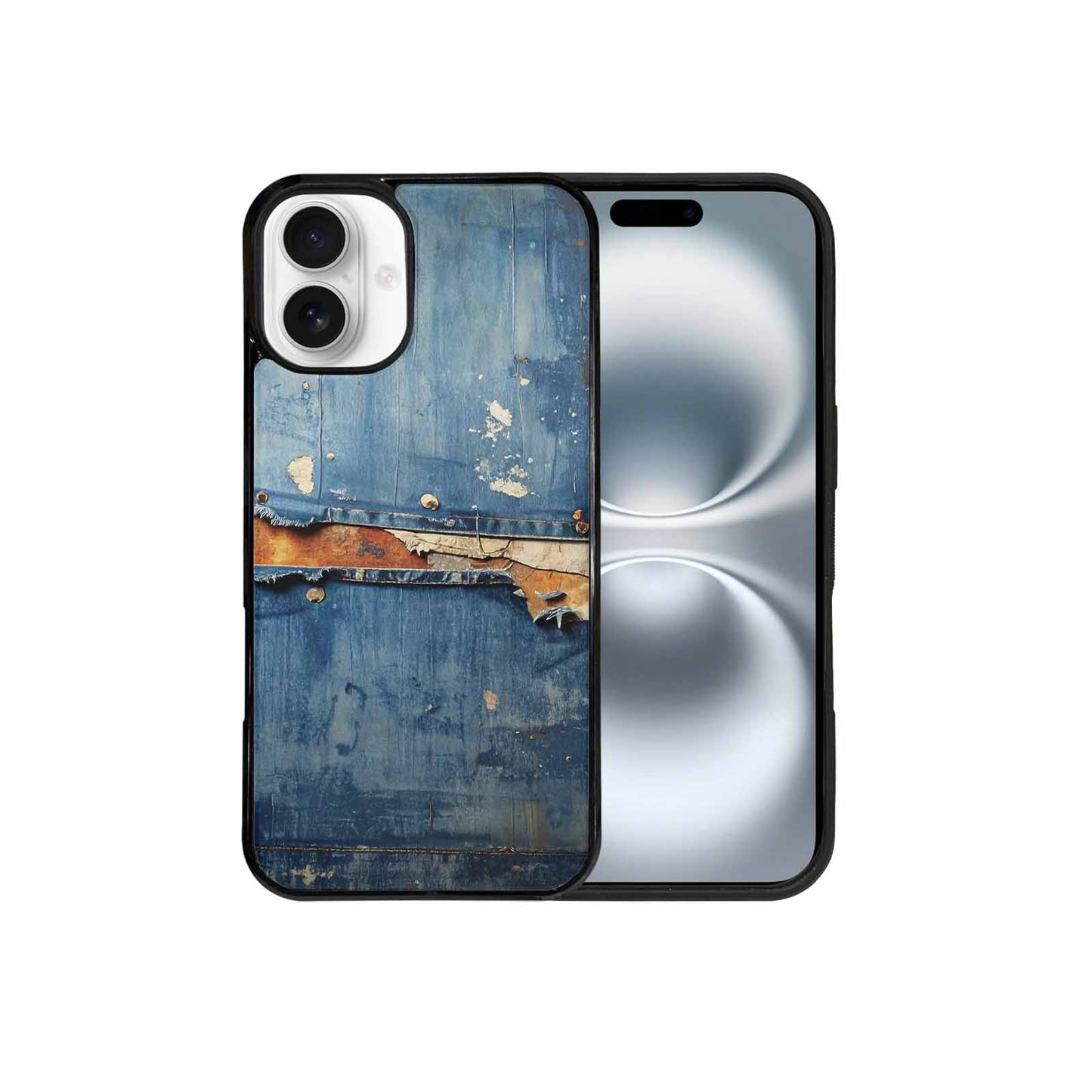 iPhone 16 Plus Case — Denim Distressed Textures Print Edge To, Custom Print Case Cover