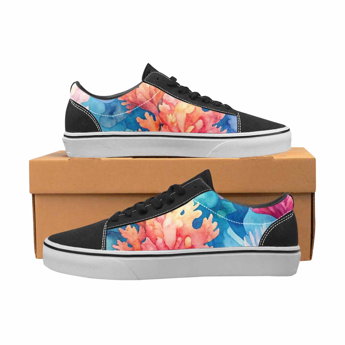 MEN'S Fish Scale Coral Canvas Lace-Up Neon Fantasy Sneakers