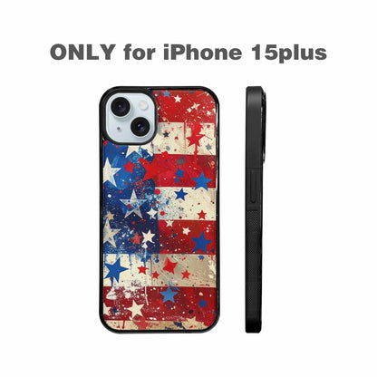 iPhone 15 Plus Case — Patriotic Stars And Stripes American Stars, Original Design Phone Case