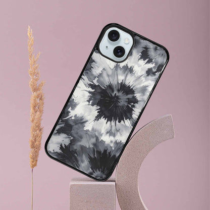 iPhone 15 Plus Case — Tie Dye Black And Gray Blended, Custom Art Phone Cover