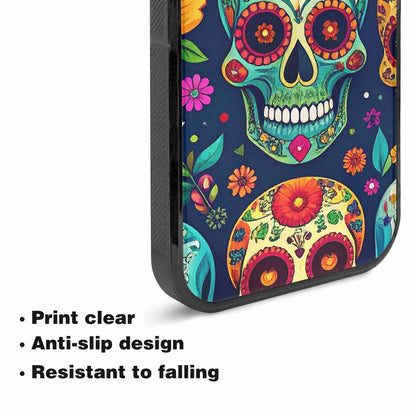 iPhone 15 Plus Case — Rainbow Sugar Skull Weave, Custom Phone Case