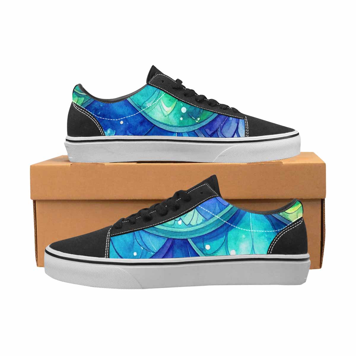 WOMEN'S Mermaid Scale Canvas Lace-Up Cottagecore Custom Shoes