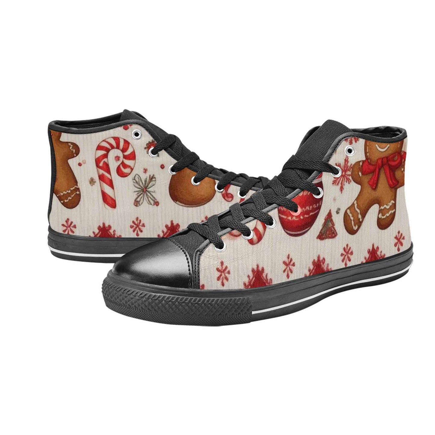WOMEN'S Christmas Holly Snowflake High Top Canvas Wallpaper Art Custom Sneakers