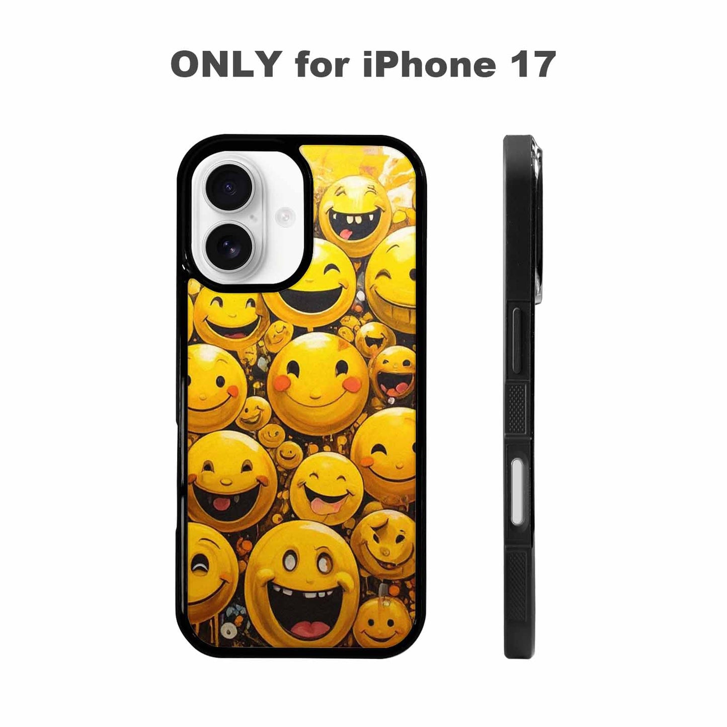 iPhone 17 Case — Melting Moon Smiley Yellow Original Art, Custom Designed Case Cover