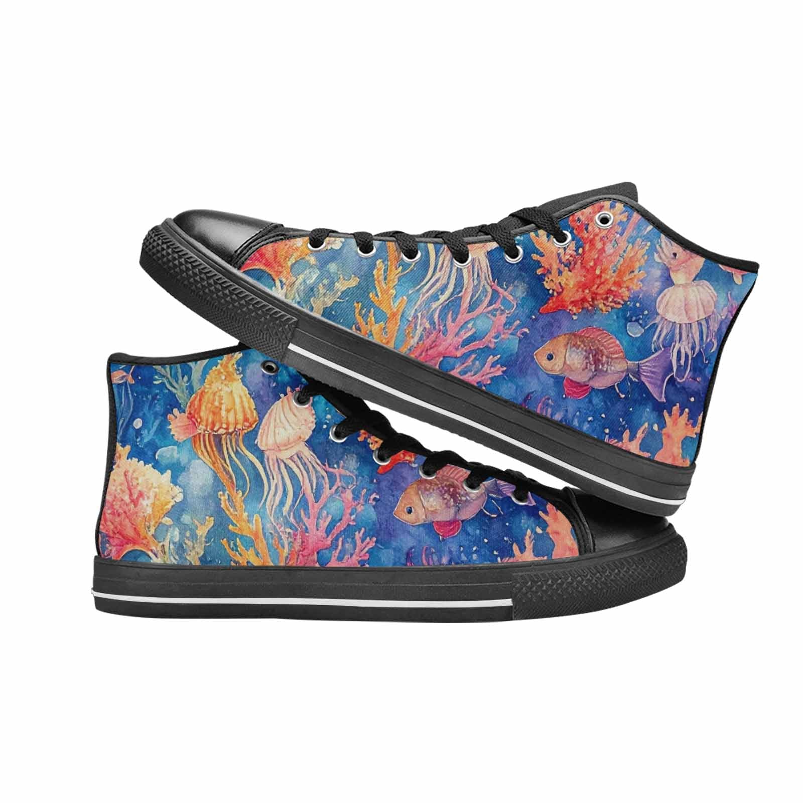 MEN'S Fish Scale Coral High Top Canvas Aesthetic Custom Shoes