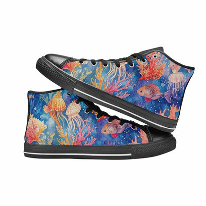MEN'S Fish Scale Coral High Top Canvas Aesthetic Custom Shoes