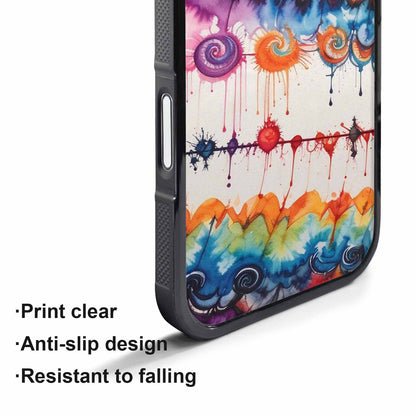 iPhone 17 Pro Case — Tie Dye Swirls Black Red Tie, Personalized Phone Case