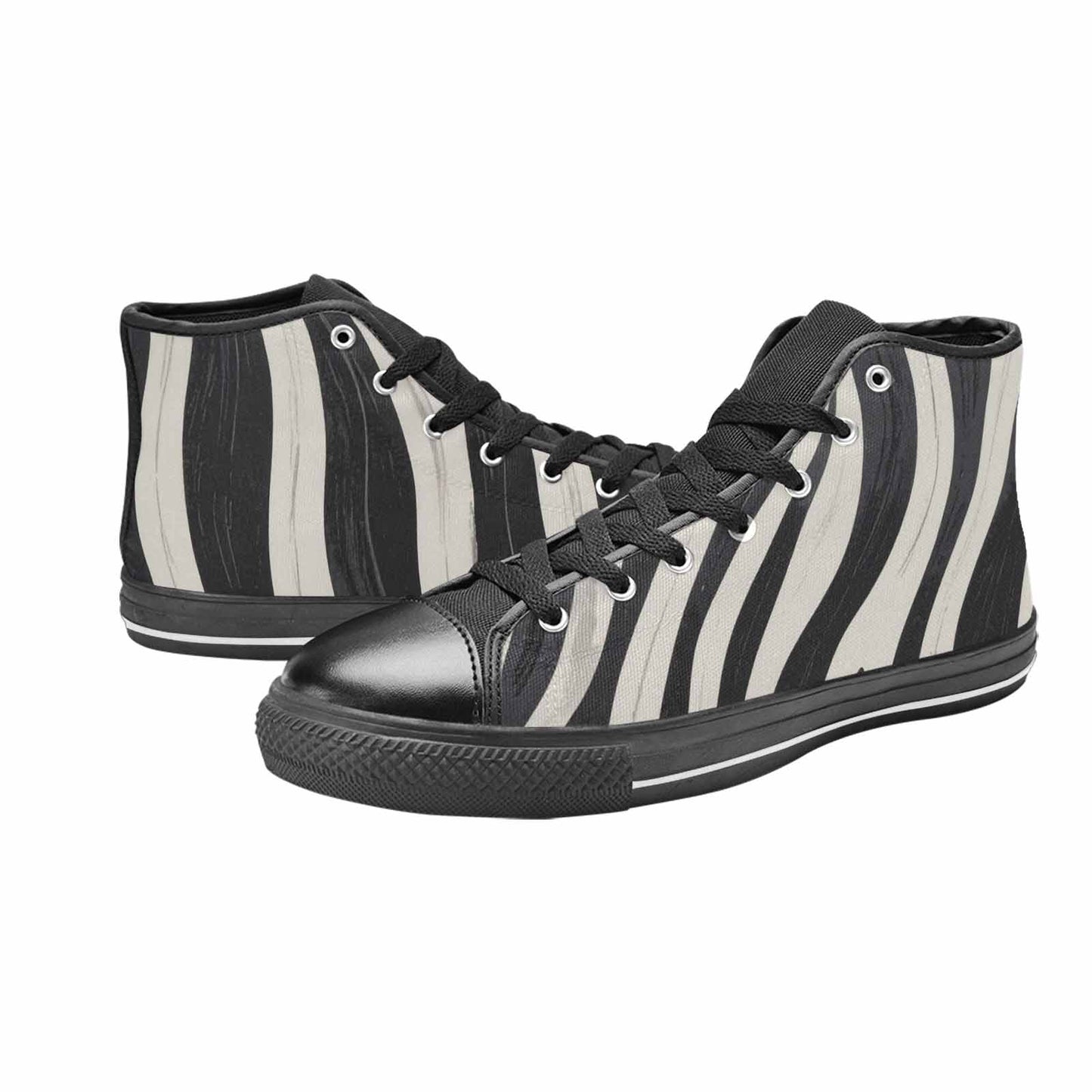WOMEN'S Modern Zebra Stripe High Top Canvas Dark Academia Sneakers