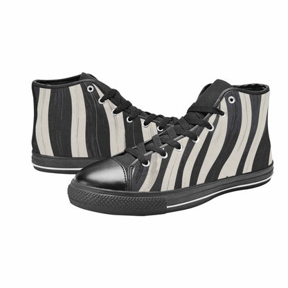 WOMEN'S Modern Zebra Stripe High Top Canvas Dark Academia Sneakers
