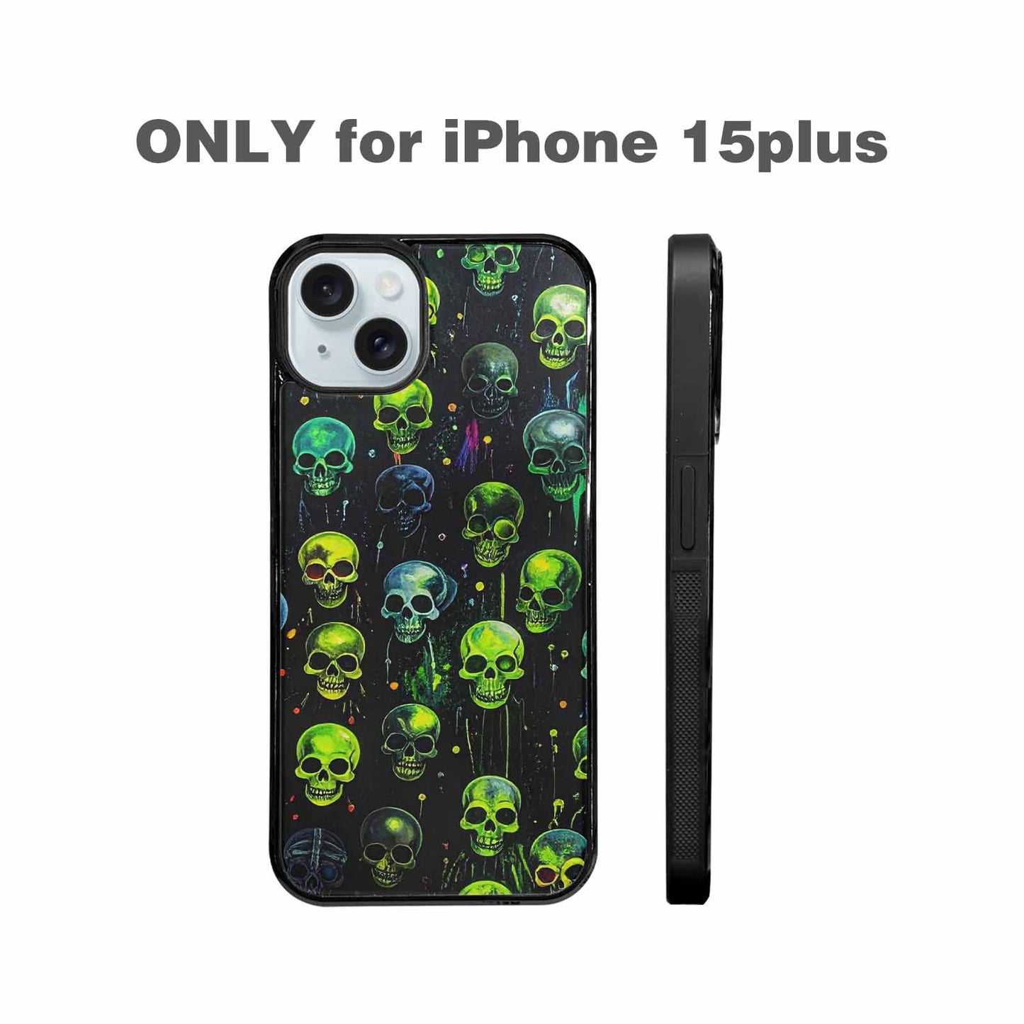 iPhone 15 Plus Case — Skeletons Neon Green Glowskele Egb, Custom Phone Case