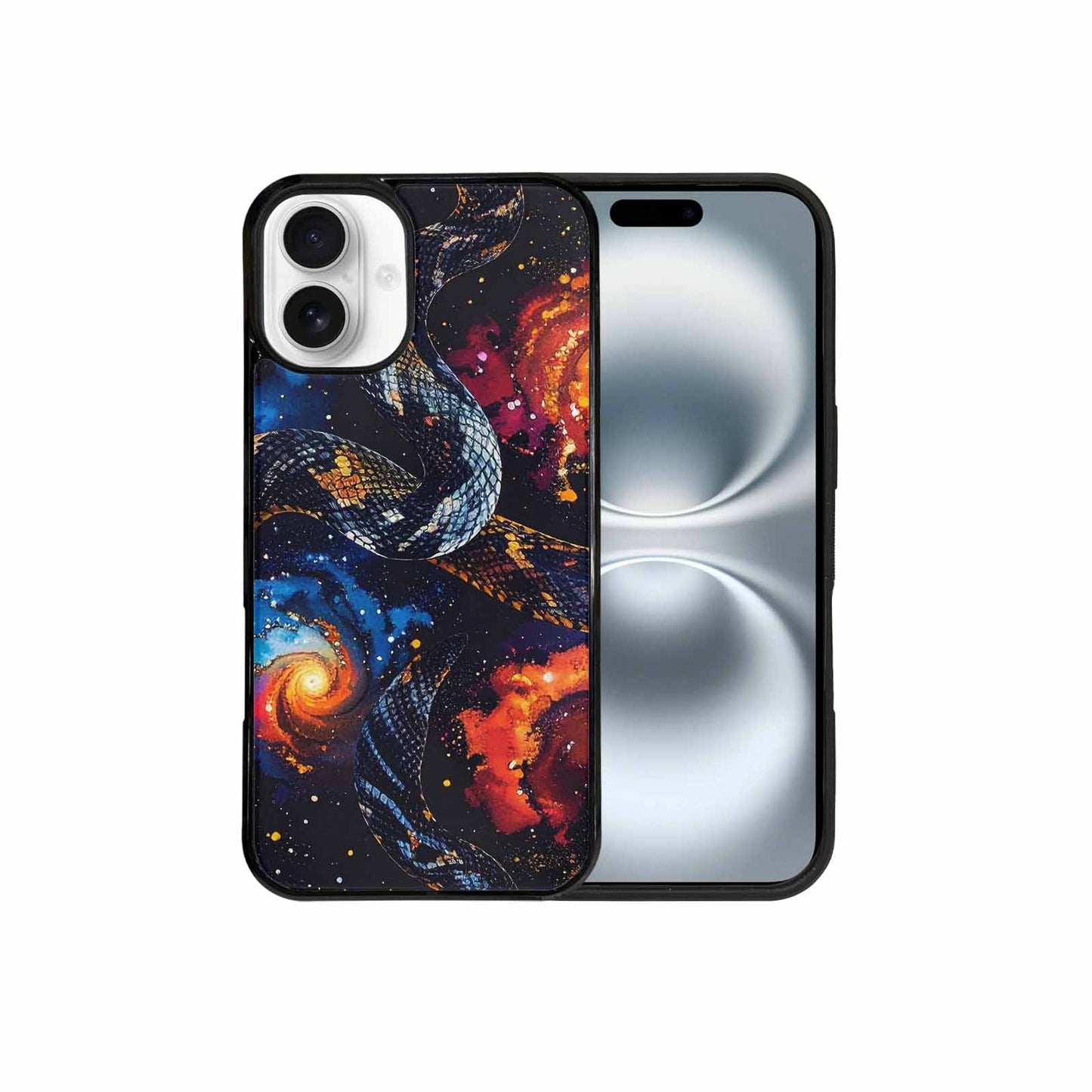 iPhone 16 Plus Case — Galaxy Snake Print, Custom Art Phone Cover