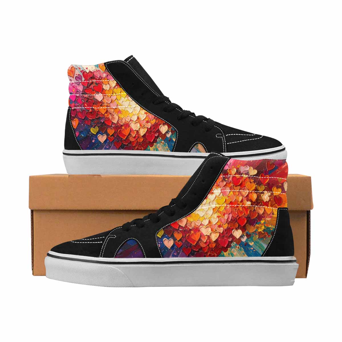 MEN'S Hearts Full Color High Top Canvas Original Design Dark Academia Custom Canvas Shoes