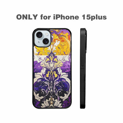 iPhone 15 Plus Case — Nonbinary Flag Color Theme Small Rainbow, Unique Phone Case Design