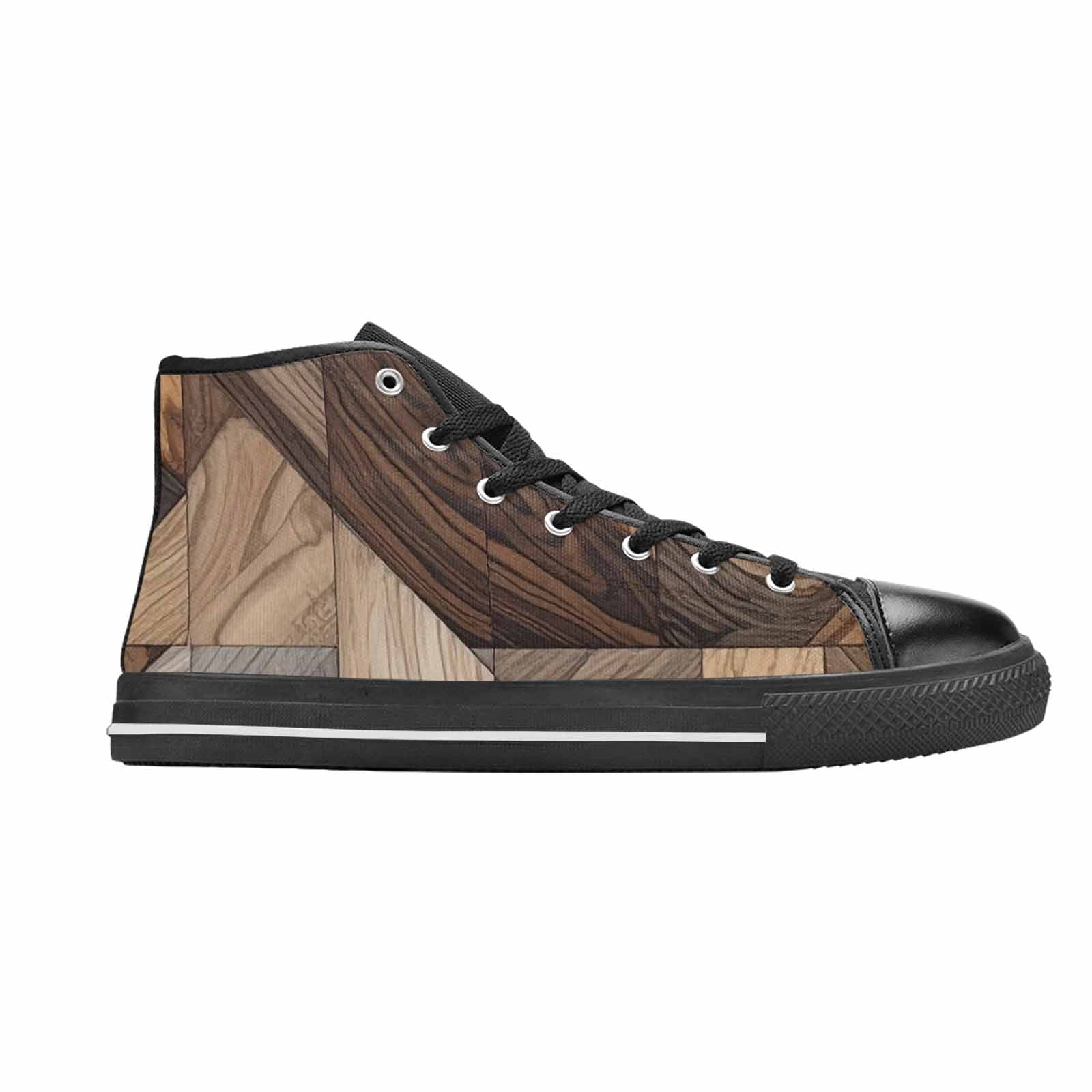 MEN'S Wood Grain Texture High Top Canvas Vibrant Chaos Shoes