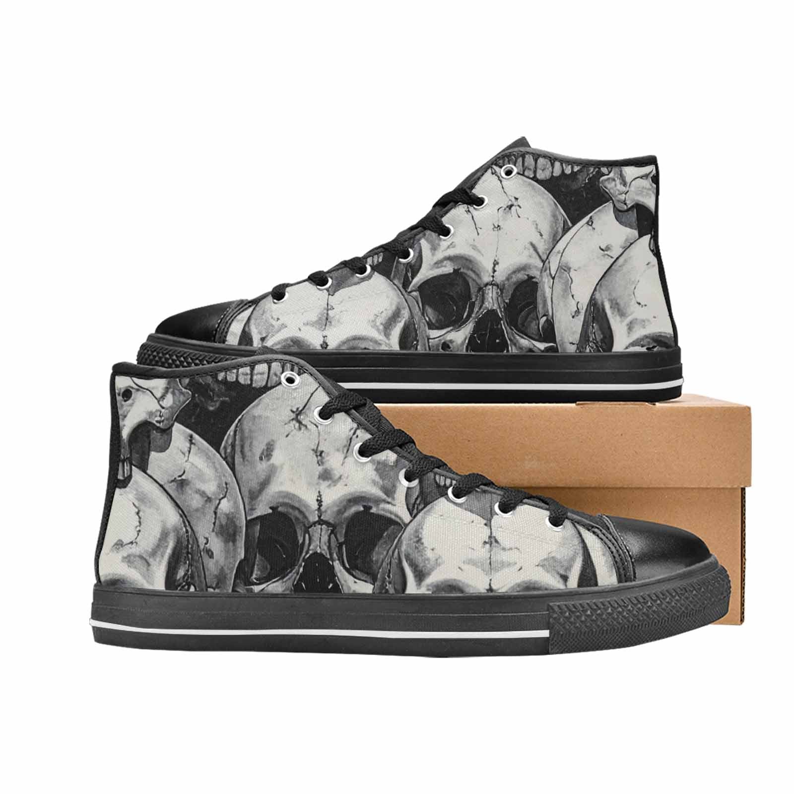 MEN'S Tessellated Human Skulls High Top Canvas Cottagecore Custom Sneakers