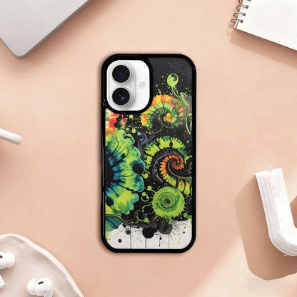 iPhone 17 Case — Black &amp; Green Ink Tie Dye, Original Design Phone Case