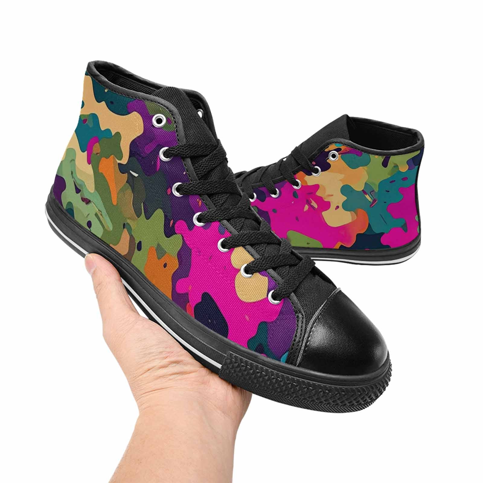WOMEN'S Military Camouflage Blotch High Top Canvas Surreal Custom Shoes