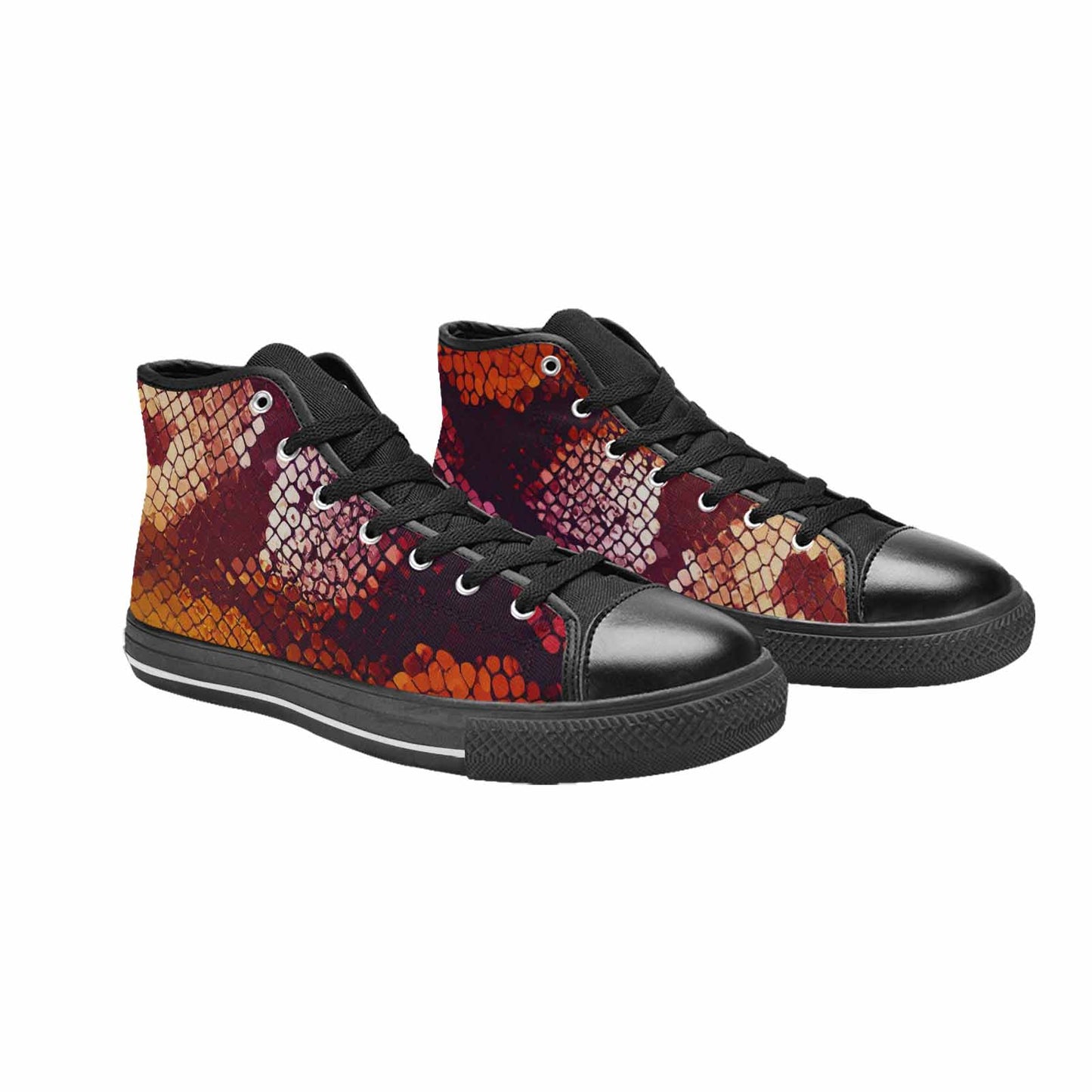 WOMEN'S Dark Snake Print High Top Canvas Dark Academia Custom Shoes