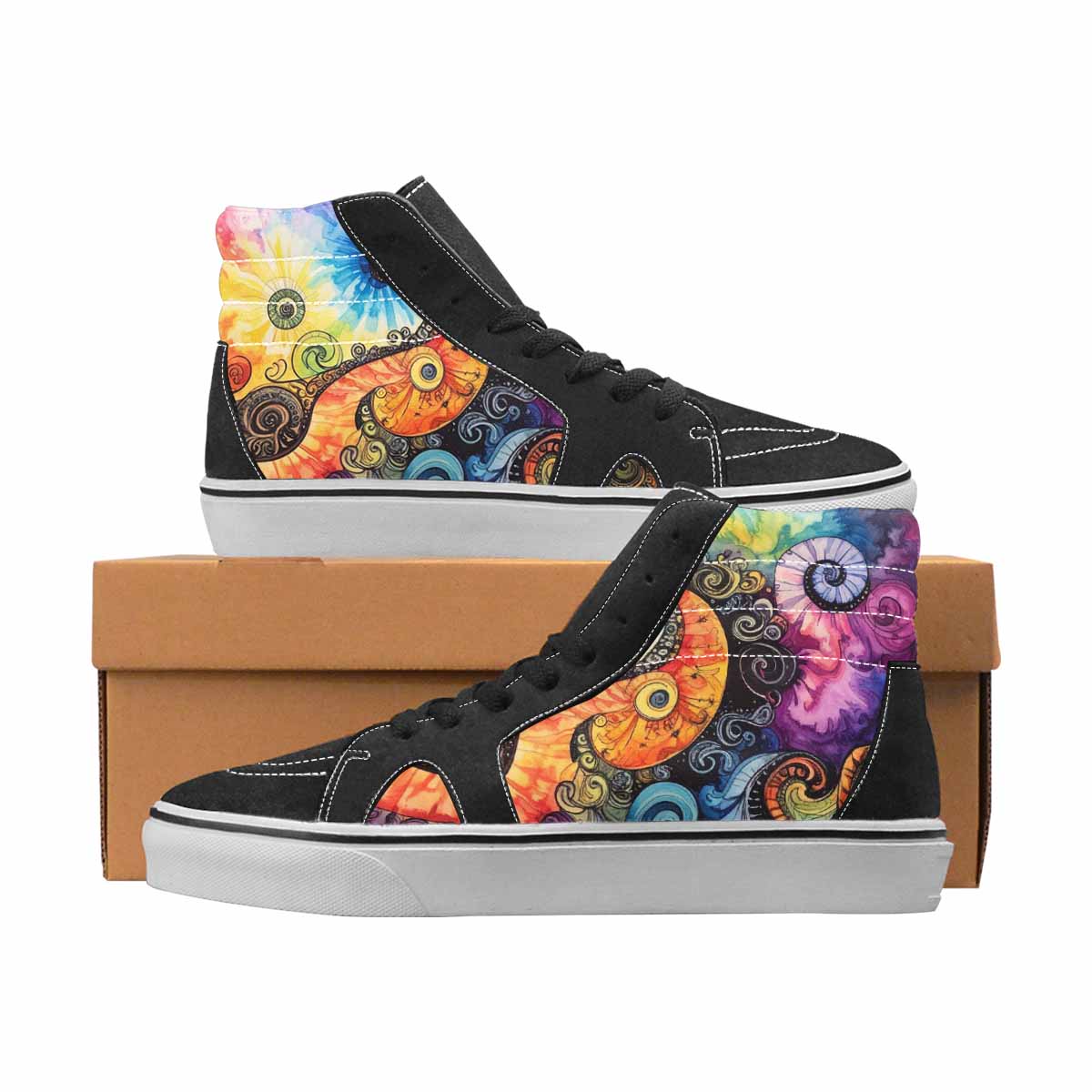 WOMEN'S Tie Dye High Top Canvas Personalized Dreamcore Handmade Custom Shoes